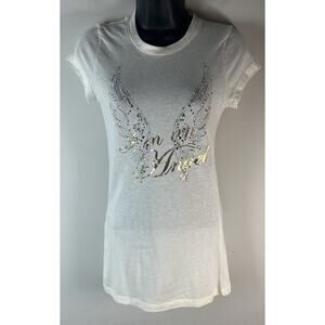 Victoria Secret T-Shirt Rhinestone Angel Wings Bling I’m An Angel M Y2K Fitted